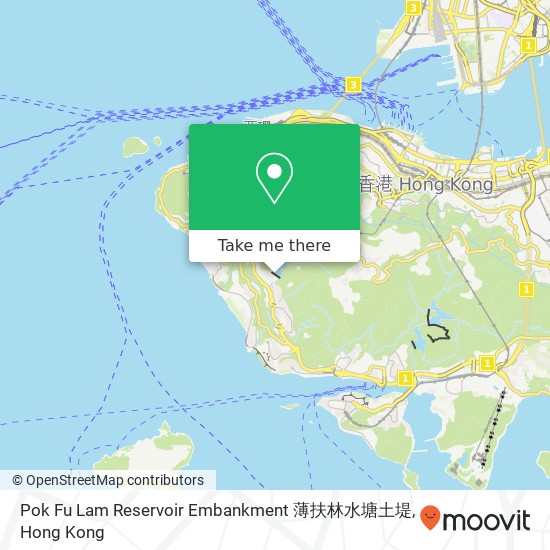 Pok Fu Lam Reservoir Embankment 薄扶林水塘土堤 map
