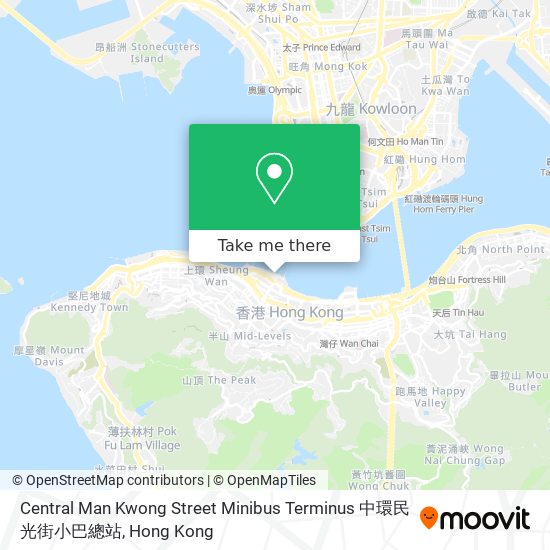 Central Man Kwong Street Minibus Terminus 中環民光街小巴總站 map