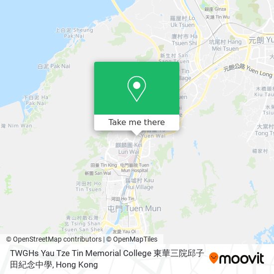 TWGHs Yau Tze Tin Memorial College 東華三院邱子田紀念中學 map