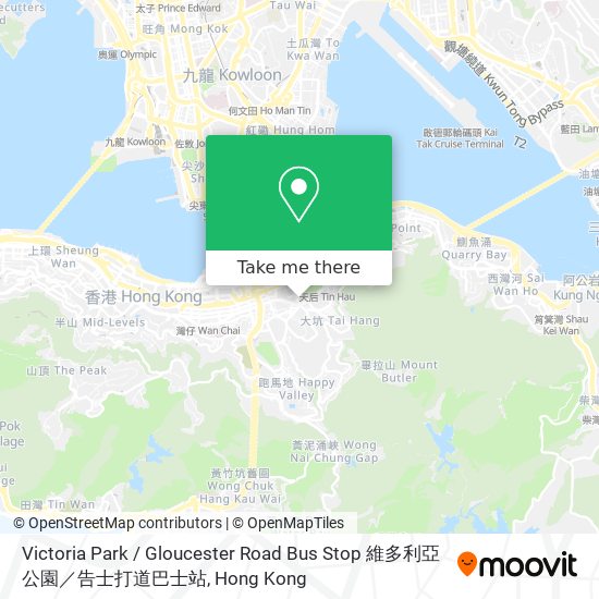 Victoria Park / Gloucester Road Bus Stop 維多利亞公園／告士打道巴士站 map