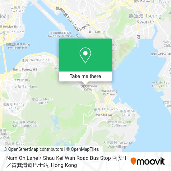 Nam On Lane / Shau Kei Wan Road Bus Stop 南安里／筲箕灣道巴士站地圖