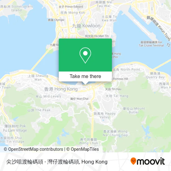 尖沙咀渡輪碼頭 - 灣仔渡輪碼頭 map