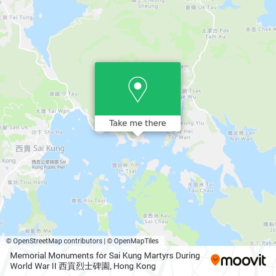 Memorial Monuments for Sai Kung Martyrs During World War II 西貢烈士碑園 map