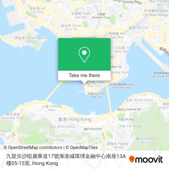 九龍尖沙咀廣東道17號海港城環球金融中心南座13A樓05-15室地圖