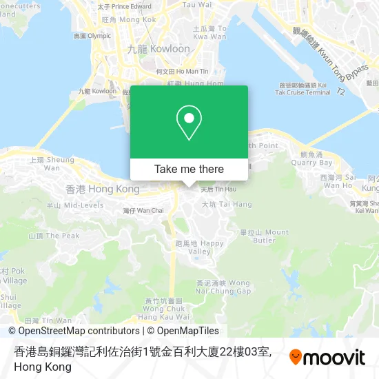 香港島銅鑼灣記利佐治街1號金百利大廈22樓03室地圖