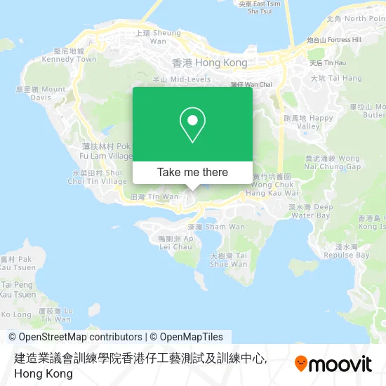 建造業議會訓練學院香港仔工藝測試及訓練中心地圖