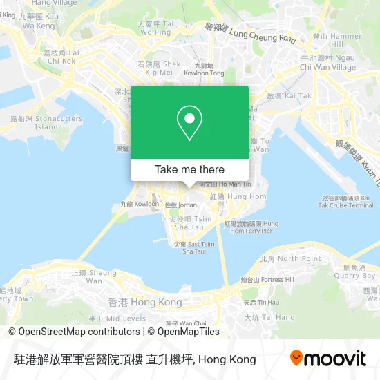 駐港解放軍軍營醫院頂樓 直升機坪地圖