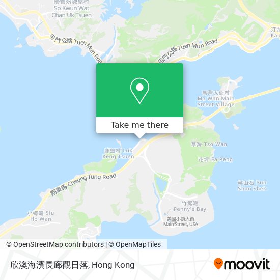 欣澳海濱長廊觀日落地圖