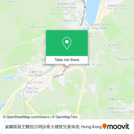 威爾斯親王醫院日間診療大樓暨兒童病房地圖