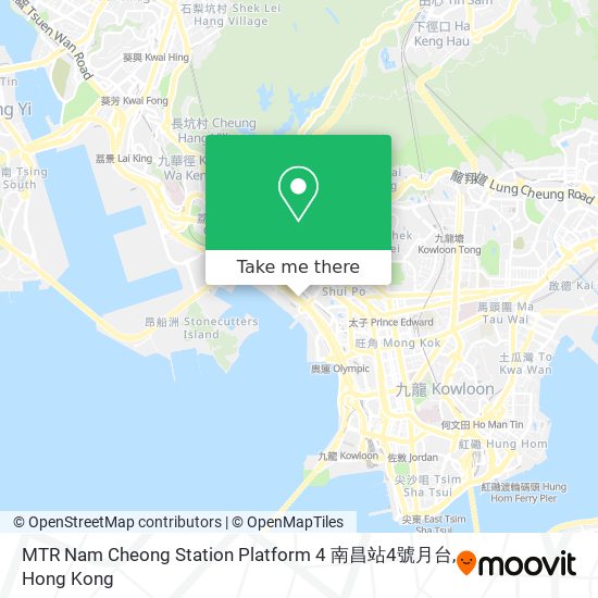 MTR Nam Cheong Station Platform 4 南昌站4號月台 map