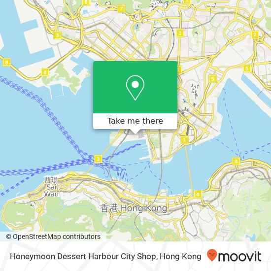 Honeymoon Dessert Harbour City Shop, Jian Sha Ju Guang Dong Dao map