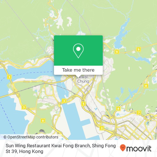 Sun Wing Restaurant Kwai Fong Branch, Shing Fong St 39 map