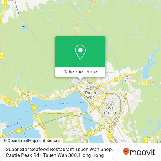 Super Star Seafood Restaurant Tsuen Wan Shop, Castle Peak Rd - Tsuen Wan 388 map