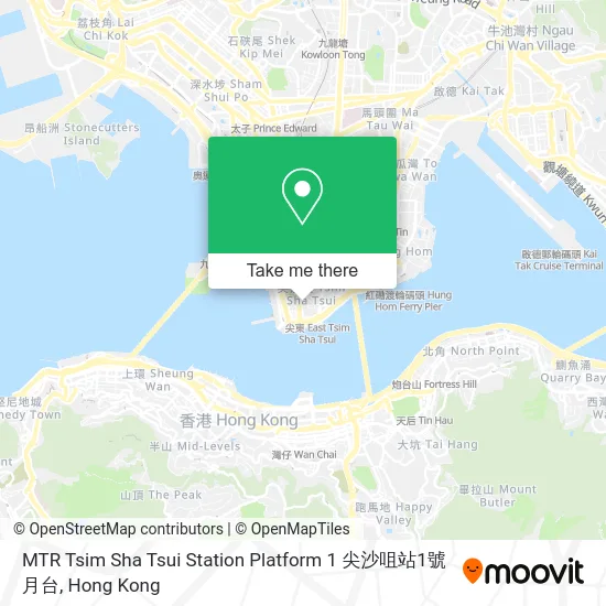 MTR Tsim Sha Tsui Station Platform 1 尖沙咀站1號月台 map