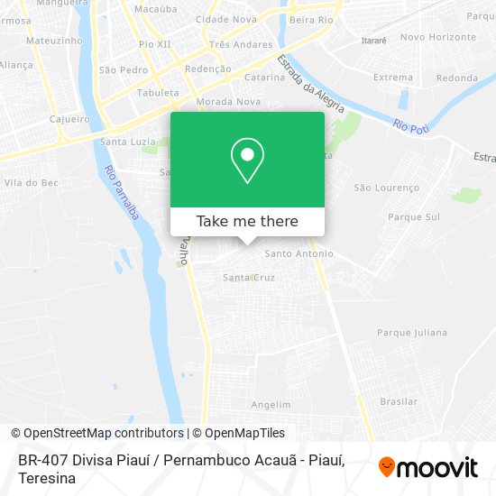 BR-407  Divisa Piauí / Pernambuco  Acauã - Piauí map