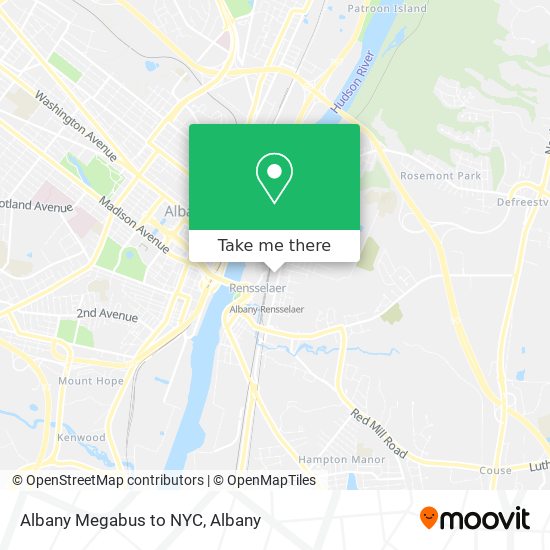 Albany Megabus to NYC map