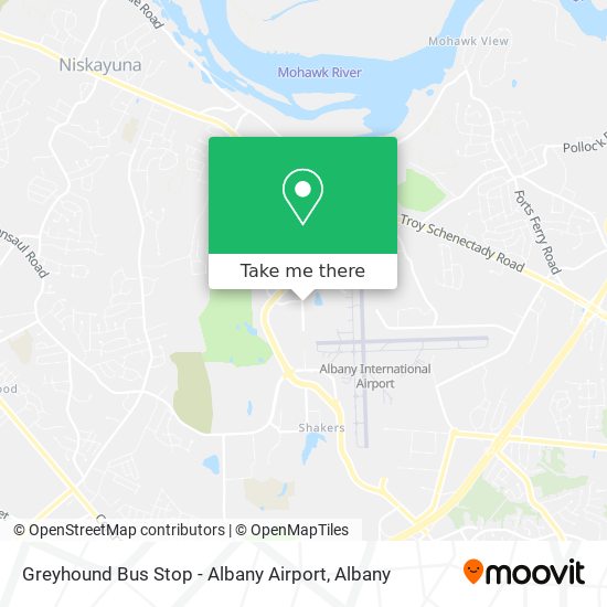 Mapa de Greyhound Bus Stop - Albany Airport