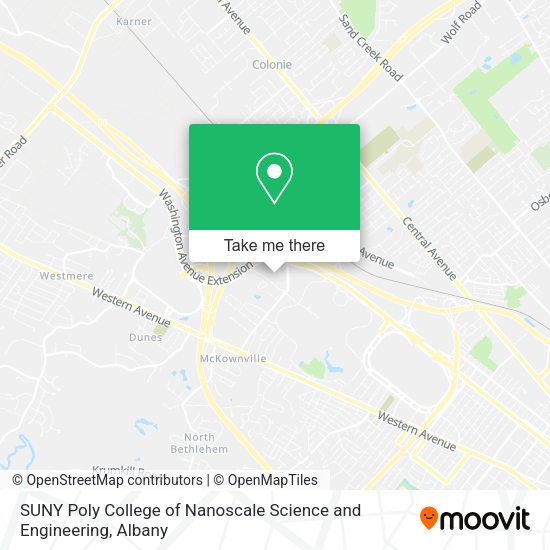 Mapa de SUNY Poly College of Nanoscale Science and Engineering