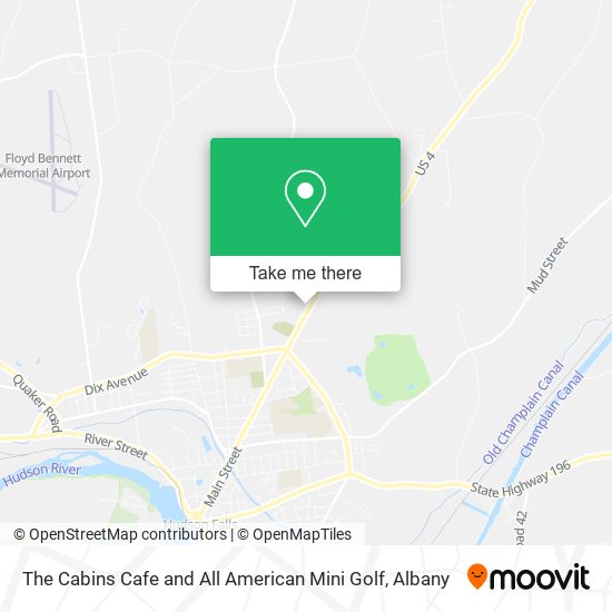 The Cabins Cafe and All American Mini Golf map