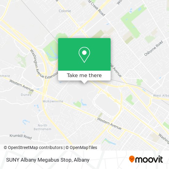 Mapa de SUNY Albany Megabus Stop