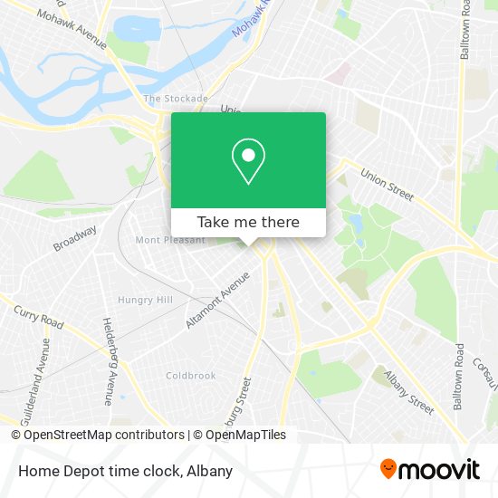 How to get to Home Depot time clock in Schenectady by bus?