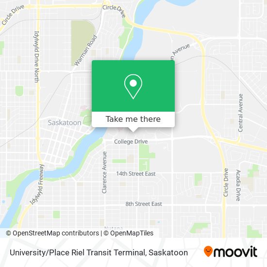 University / Place Riel Transit Terminal map