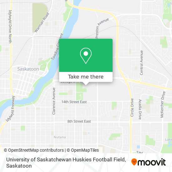 University of Saskatchewan Huskies Football Field map