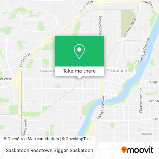 Saskatoon Rosetown Biggar map