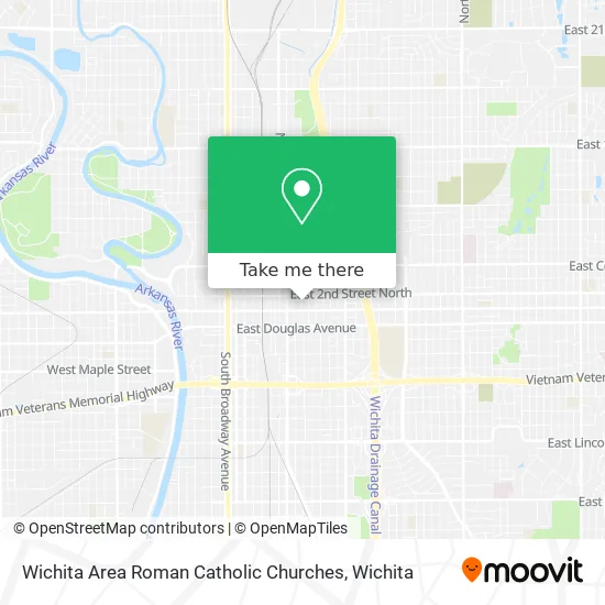 Wichita Area Roman Catholic Churches map