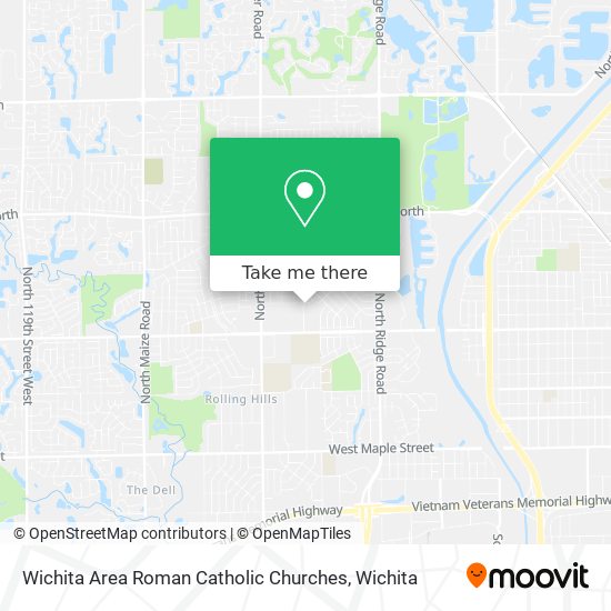 Wichita Area Roman Catholic Churches map