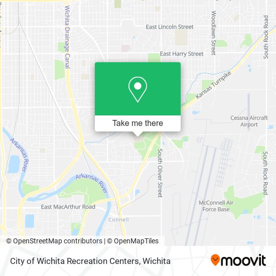 City of Wichita Recreation Centers map