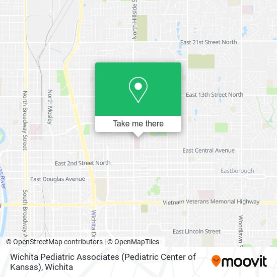 Mapa de Wichita Pediatric Associates (Pediatric Center of Kansas)