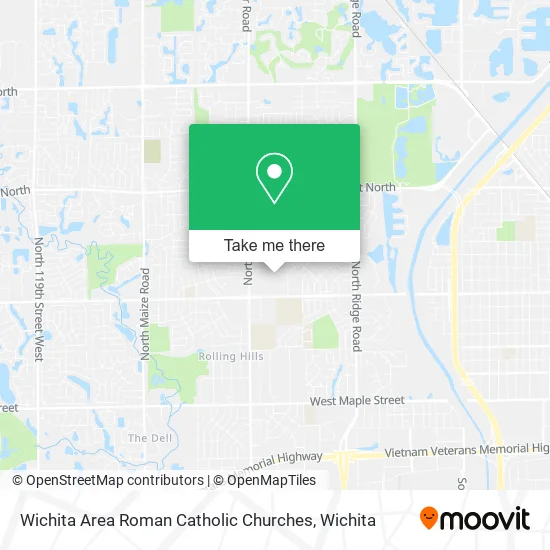 Wichita Area Roman Catholic Churches map