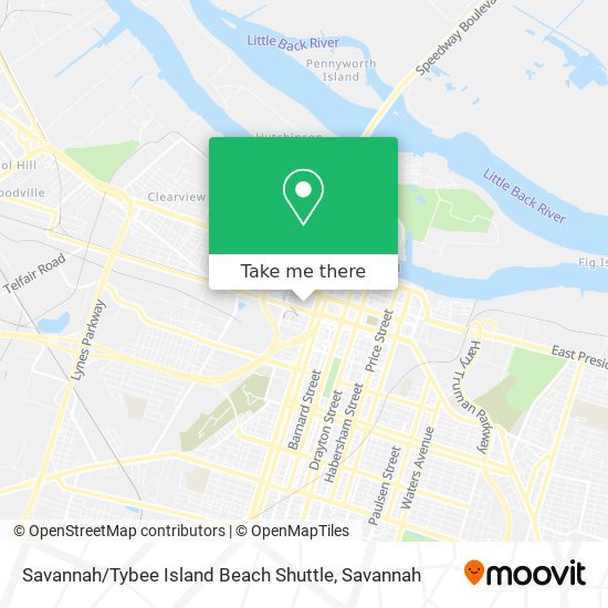 Mapa de Savannah / Tybee Island Beach Shuttle