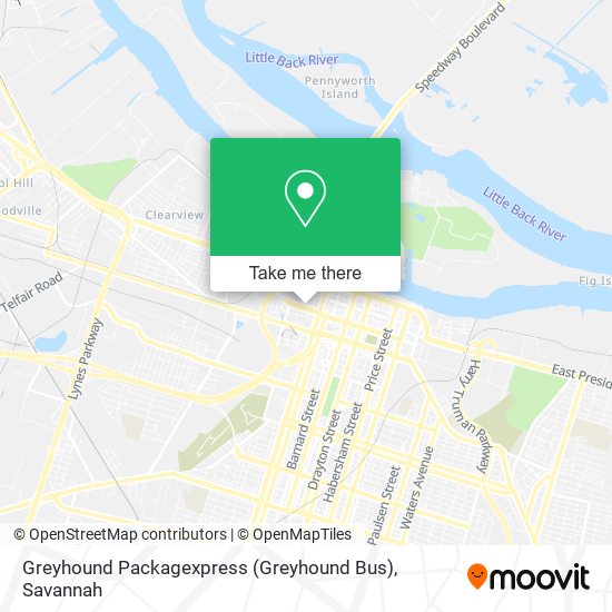 Mapa de Greyhound Packagexpress (Greyhound Bus)
