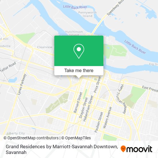 Mapa de Grand Residences by Marriott-Savannah Downtown