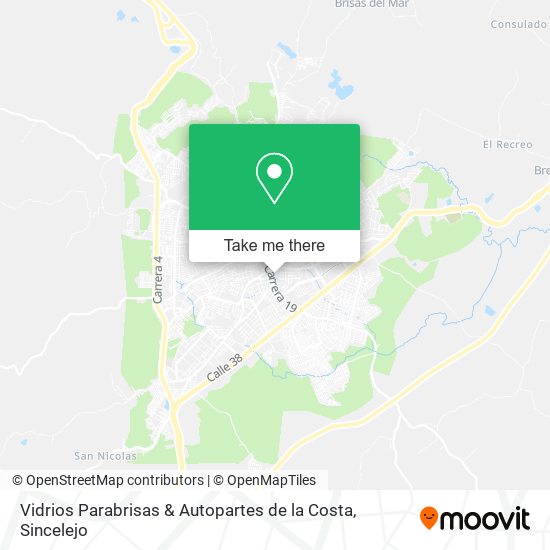 Mapa de Vidrios Parabrisas & Autopartes de la Costa