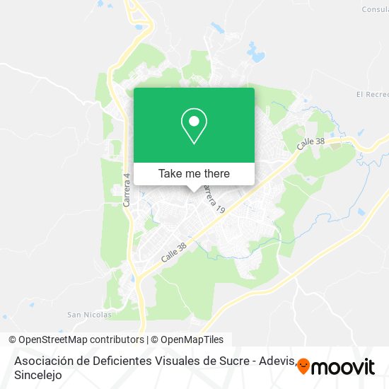 Mapa de Asociación de Deficientes Visuales de Sucre - Adevis