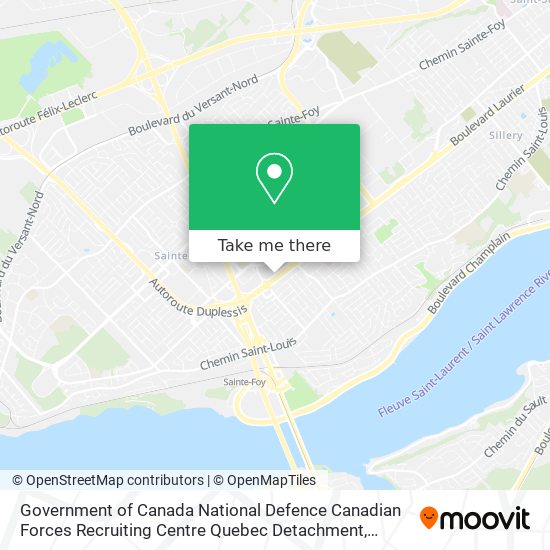 Government of Canada National Defence Canadian Forces Recruiting Centre Quebec Detachment map