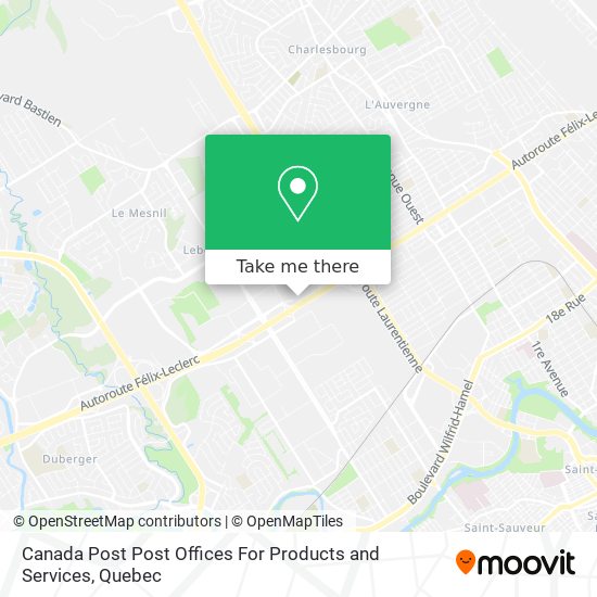 Canada Post Post Offices For Products and Services map