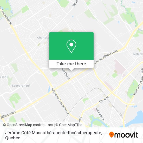 Jérôme Côté Massothérapeute-Kinésithérapeute map