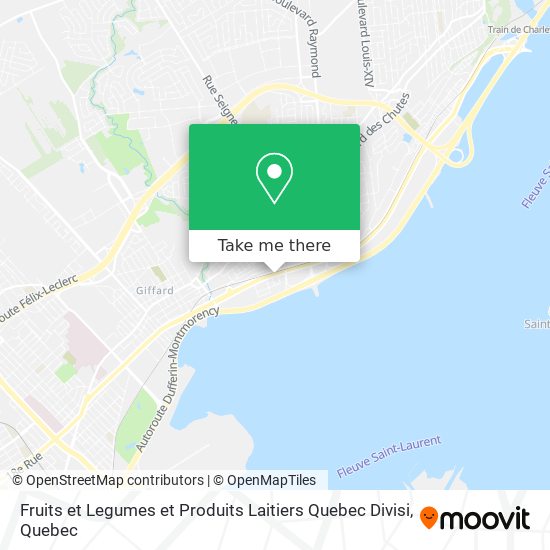 Fruits et Legumes et Produits Laitiers Quebec Divisi map