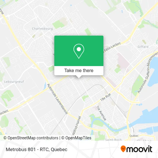 Metrobus 801 - RTC map