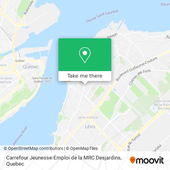 Carrefour Jeunesse-Emploi de la MRC Desjardins map