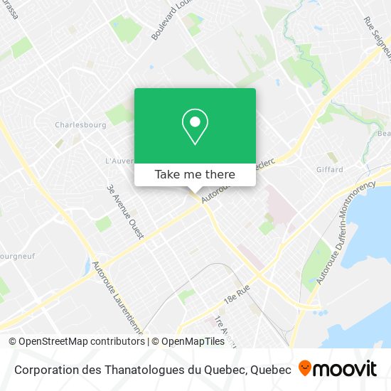 Corporation des Thanatologues du Quebec map
