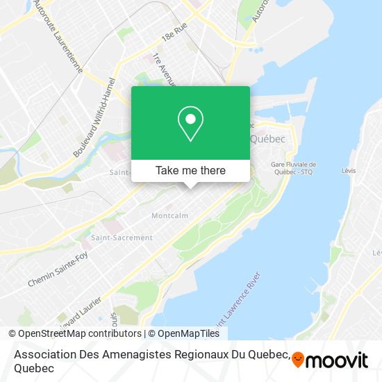 Association Des Amenagistes Regionaux Du Quebec map