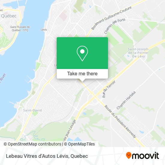 Lebeau Vitres d'Autos Lévis map