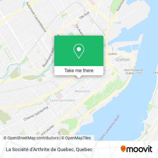 La Société d'Arthrite de Quebec map