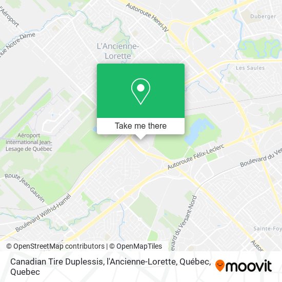 Canadian Tire Duplessis, l'Ancienne-Lorette, Québec map