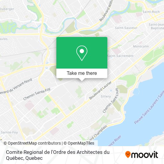 Comite Regional de l'Ordre des Architectes du Québec map